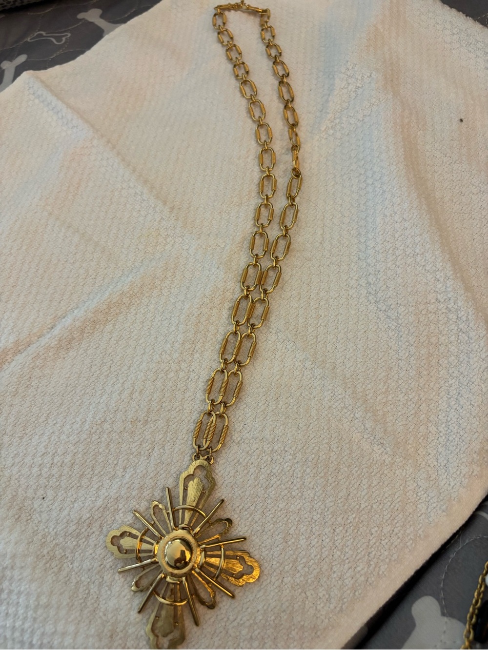 Gold Floral Cross Pendant Necklace - Women Jewelry